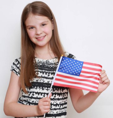 küçük kız ABD bayrağı studio holding