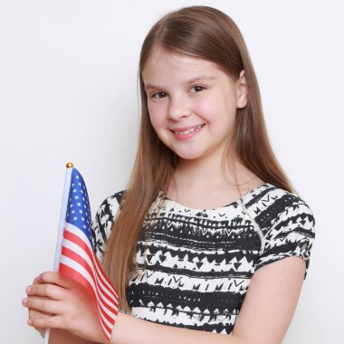 küçük kız ABD bayrağı studio holding