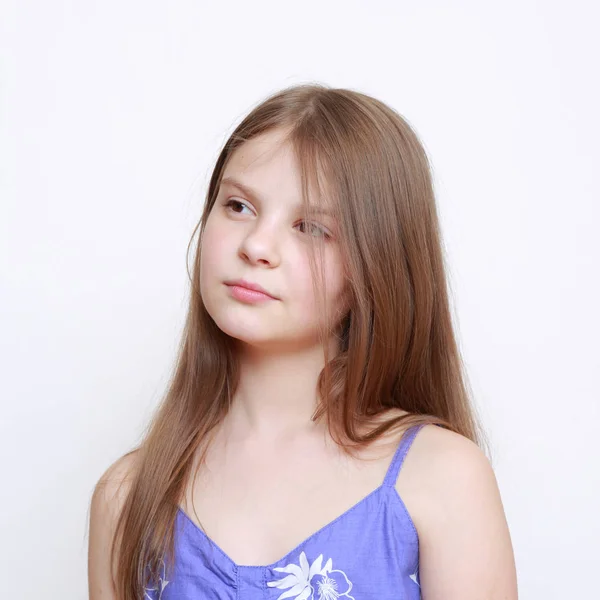 Studio Portrait Emotional Little Girl — Stock Photo, Image