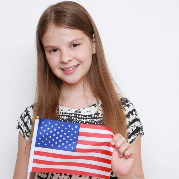 küçük kız ABD bayrağı studio holding