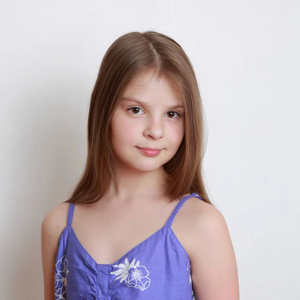 Studio Portrait Emotional Little Girl — Stock Photo, Image