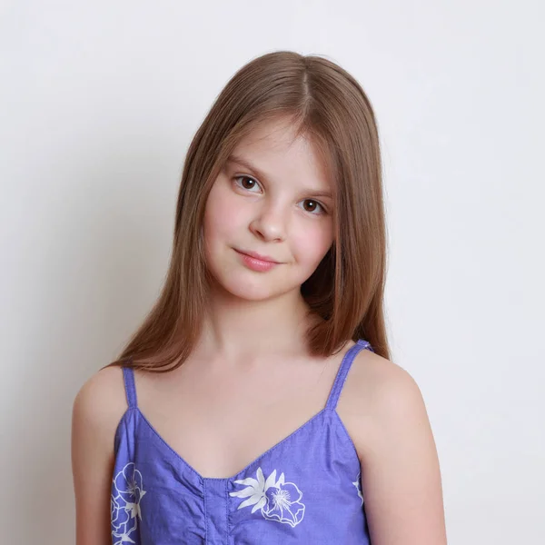 Studio Portrait Emotional Little Girl — Stock Photo, Image