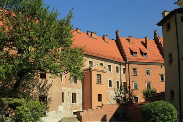 Krakow, Polonya - 1 Ağustos 2017: Wawel hill Katedrali ve Kalesi ile. Wawel Kalesi karmaşık bir tarihi mimari antik kentin merkezidir.