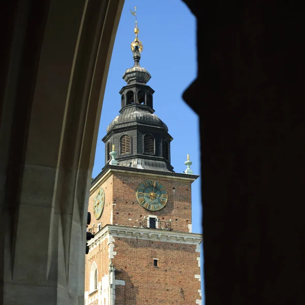 Krakow Polónia Agosto 2017 Torre Câmara Municipal Buidning Sukiennice Cracóvia — Fotografia de Stock