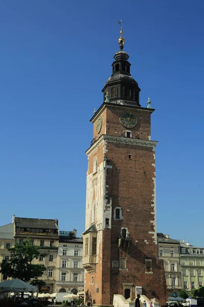 Krakow Polen Den Augusti 2017 Torn Rådhuset Och Sukiennice Buidning — Stockfoto