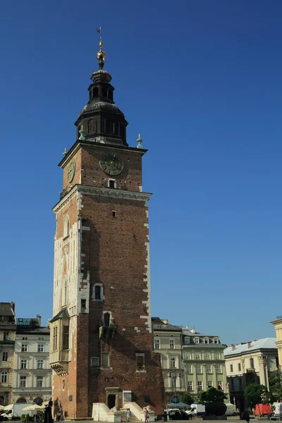 Krakow Polen Den Augusti 2017 Torn Rådhuset Och Sukiennice Buidning — Stockfoto