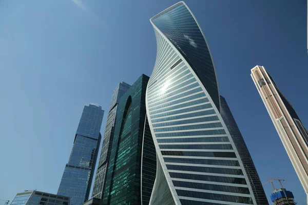 Moscow Russia August 2017 Low Angle View Moscow City Skyscrapers — Stock Photo, Image