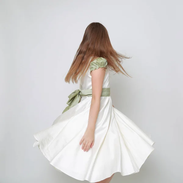 Gorgeous Teen Girl Dress Posing Studio Portrait Teen Girl Dance — Stock Photo, Image