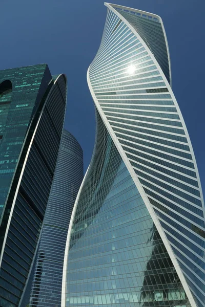 Moscow Russia August 2017 Low Angle View Moscow City Skyscrapers — Stock Photo, Image