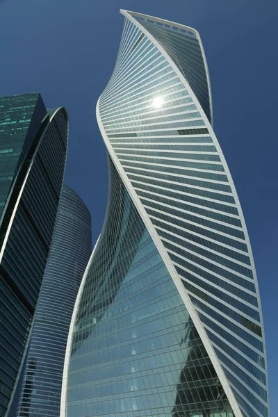 Moscow Russia August 2017 Low Angle View Moscow City Skyscrapers — Stock Photo, Image