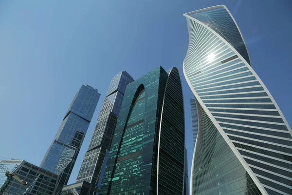 Moscow Russia August 2017 Lavvinklet Utsikt Skyskrapere Moskva City Moskva – stockfoto