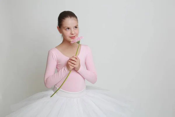 Krásná Malá Baletka Růžová Kytička Gerbera — Stock fotografie