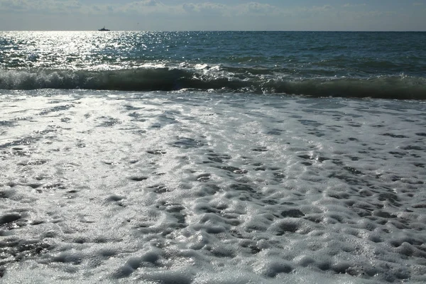 Praia Mar Riviera Sochi Federação Russa Foco Selecionado — Fotografia de Stock