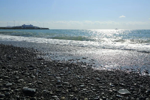 Meer Strand Riviera Sotschi Russische Föderation Ausgewählter Schwerpunkt — Stockfoto