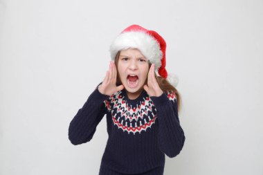 Stüdyo imge-in beyaz küçük Bayan Noel Baba