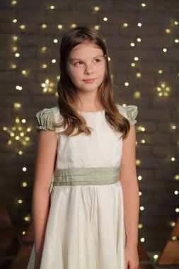 Güzel beyaz küçük kız portre Noel tatil