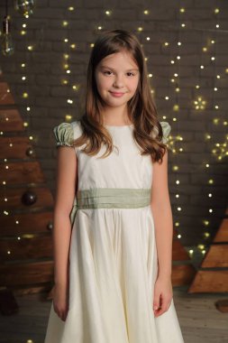 Güzel beyaz küçük kız portre Noel tatil