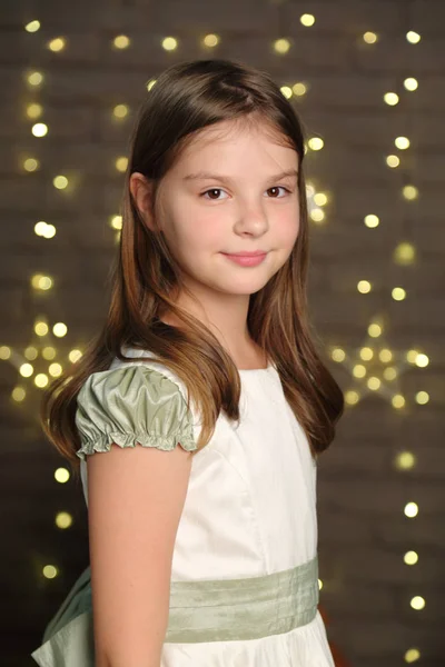 Lovely Caucasian Little Girl Portrait Christmas Holiday — Stock Photo, Image