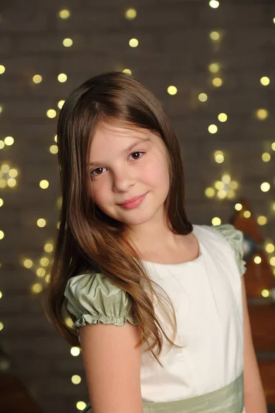 Lovely Caucasiano Pequena Menina Retrato Natal Férias — Fotografia de Stock