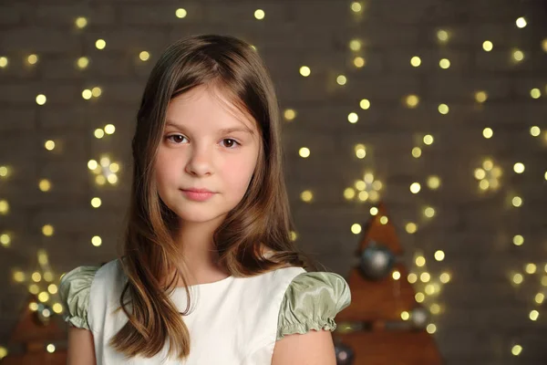 Lovely Caucasiano Pequena Menina Retrato Natal Férias — Fotografia de Stock