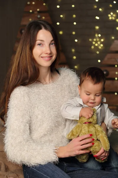 Moeder Baby Vakantie Van Kerstmis — Stockfoto