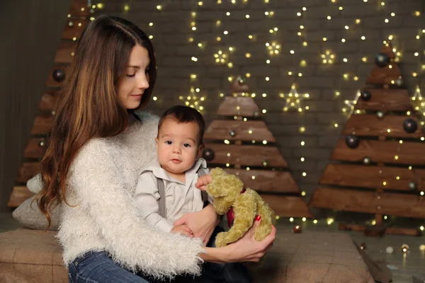 Madre Bambino Vacanza Natale — Foto Stock