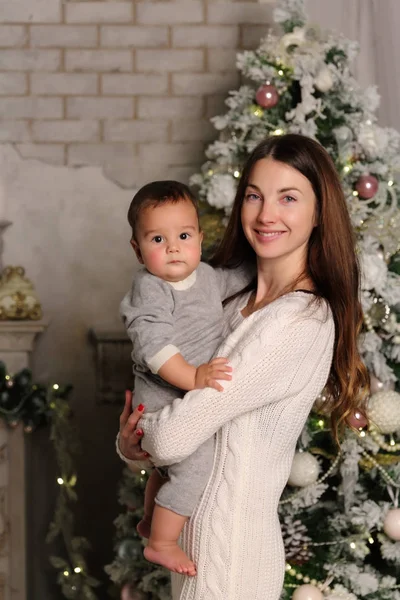 Madre Bambino Vacanza Natale — Foto Stock