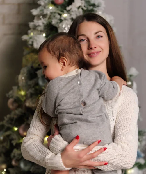 Moeder Baby Vakantie Van Kerstmis — Stockfoto