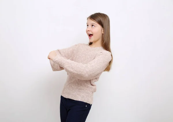 Studio Foto Van Mooie Emotionele Kaukasische Tiener Meisje — Stockfoto