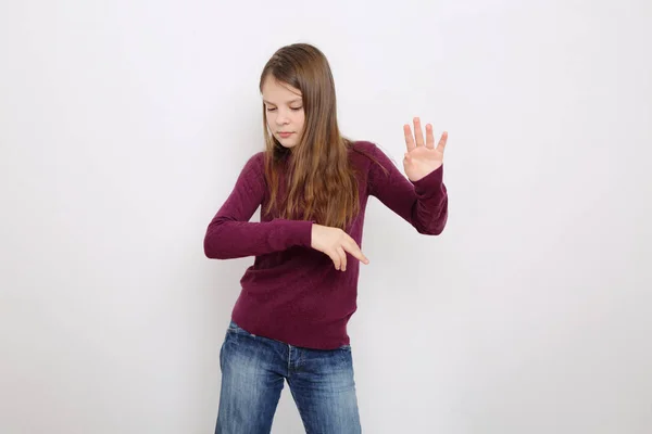 Studio Imagen Hermosa Chica Adolescente Caucásica Emocional — Foto de Stock