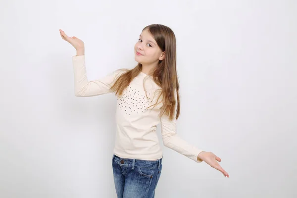 Studio Imagen Hermosa Chica Adolescente Caucásica Emocional — Foto de Stock