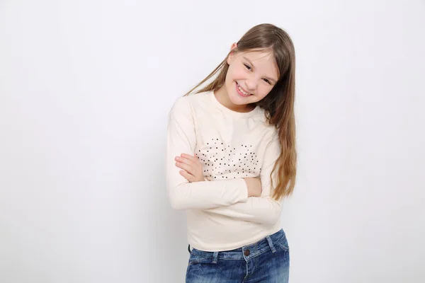 Stüdyo Imge Güzel Duygusal Beyaz Genç Kız — Stok fotoğraf