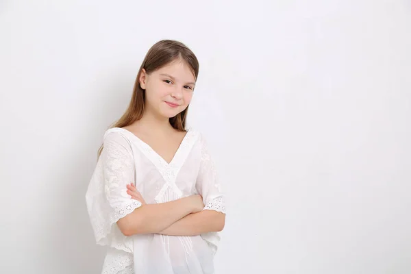 Studio Image Lovely Emotional Caucasian Teen Girl — Stock Photo, Image