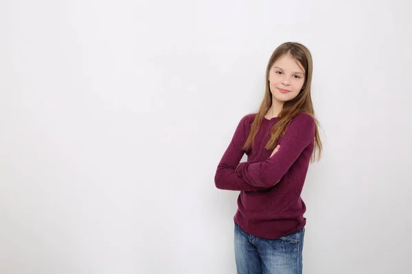 Studio Imagen Hermosa Chica Adolescente Caucásica Emocional — Foto de Stock