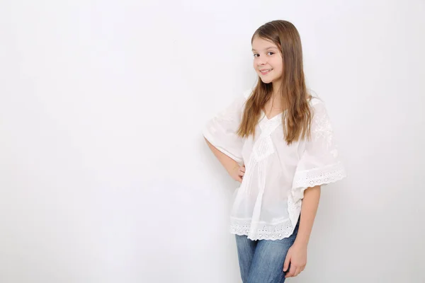 Studio Image Lovely Emotional Caucasian Teen Girl — Stock Photo, Image