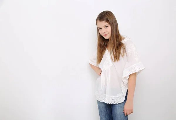 Studio Image Lovely Emotional Caucasian Teen Girl — Stock Photo, Image