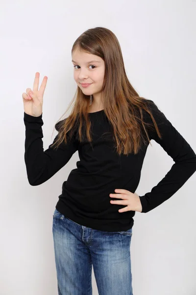 Studio Image Lovely Emotional Caucasian Teen Girl — Stock Photo, Image