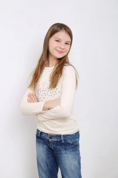 Studio Image Lovely Emotional Caucasian Teen Girl — Stock Photo, Image