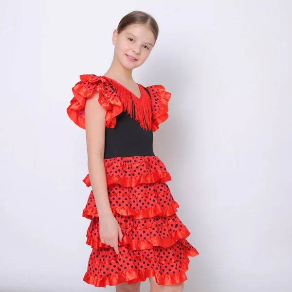 Studio Image European Teen Girl Flamenco Spanish Dancer — Stock Photo, Image