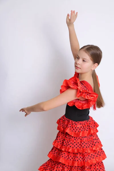 Imagem Estúdio Menina Adolescente Europeia Como Uma Dançarina Flamenco Espanhol — Fotografia de Stock