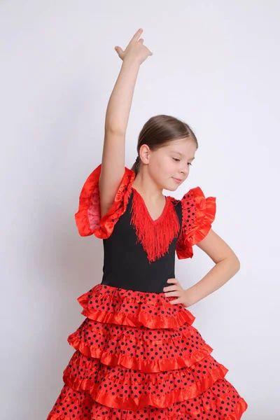 Imagem Estúdio Menina Adolescente Europeia Como Uma Dançarina Flamenco Espanhol — Fotografia de Stock