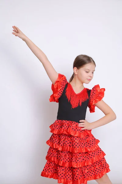 Studio Image Evropská Dospívající Dívka Jako Tanečník Flamenca Španělština — Stock fotografie