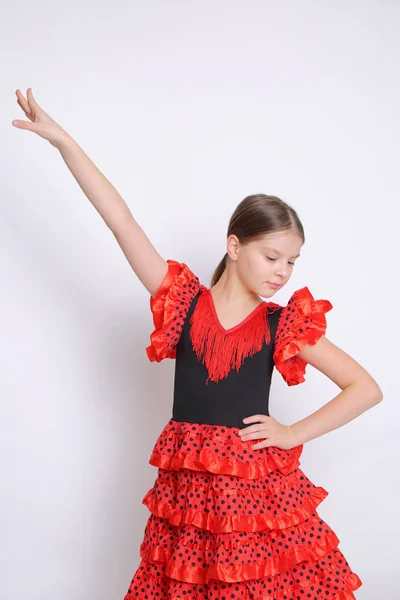 Stüdyo Imge Flamenko Spanyolca Dansçı Olarak Avrupa Genç Kız — Stok fotoğraf