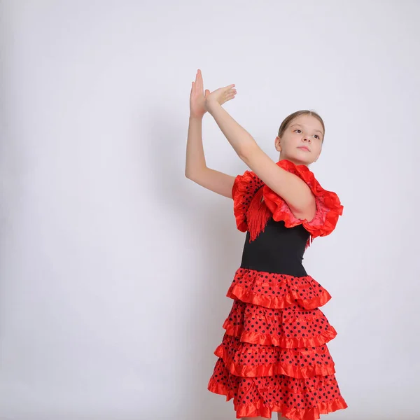 Estudio Imagen Adolescente Europea Como Bailarina Flamenca —  Fotos de Stock