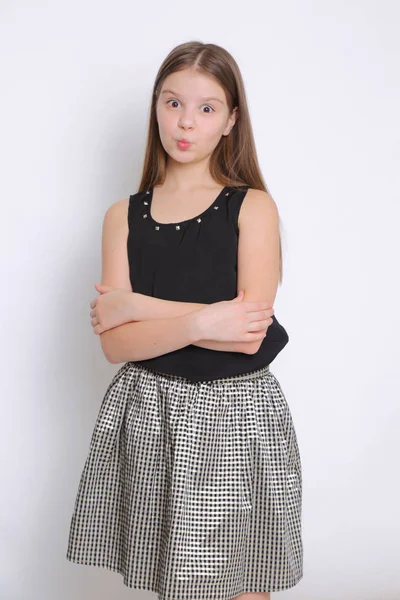 Beautirul Studio Portret Van Europese Kaukasische Tiener Meisje — Stockfoto