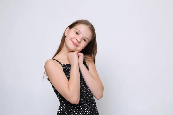 Beau Studio Portrait Européen Caucasien Adolescent Fille — Photo