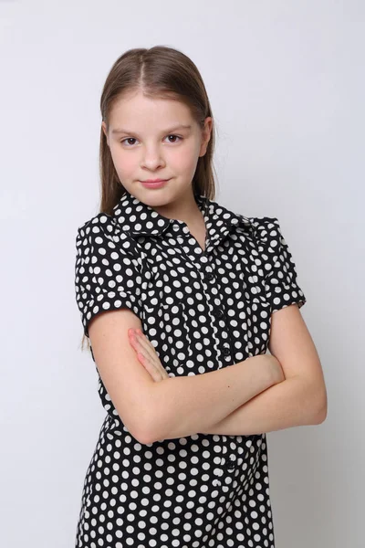 Beau Studio Portrait Européen Caucasien Adolescent Fille — Photo