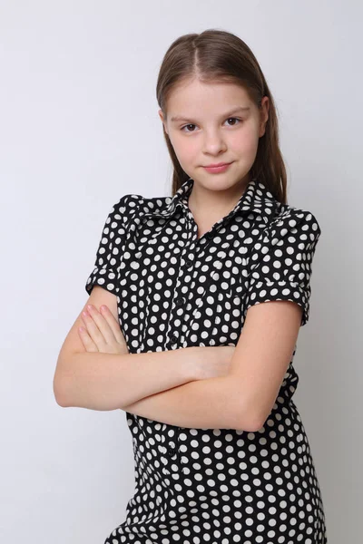 Vackra Studio Porträtt Europeiska Kaukasiska Tonåring Flicka — Stockfoto