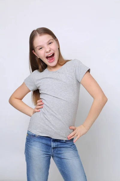 Hermoso Estudio Retrato Europeo Caucásico Adolescente Chica —  Fotos de Stock