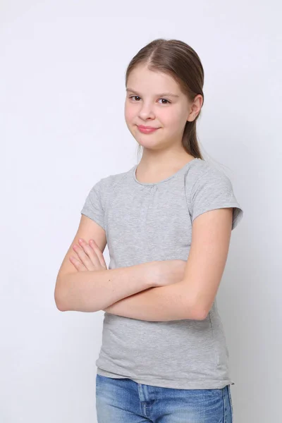 Belo Retrato Estúdio Menina Adolescente Caucasiana Europeia — Fotografia de Stock